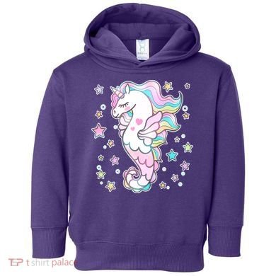 Cute Unicorn Seahorse Uni-Maid Toddler Hoodie