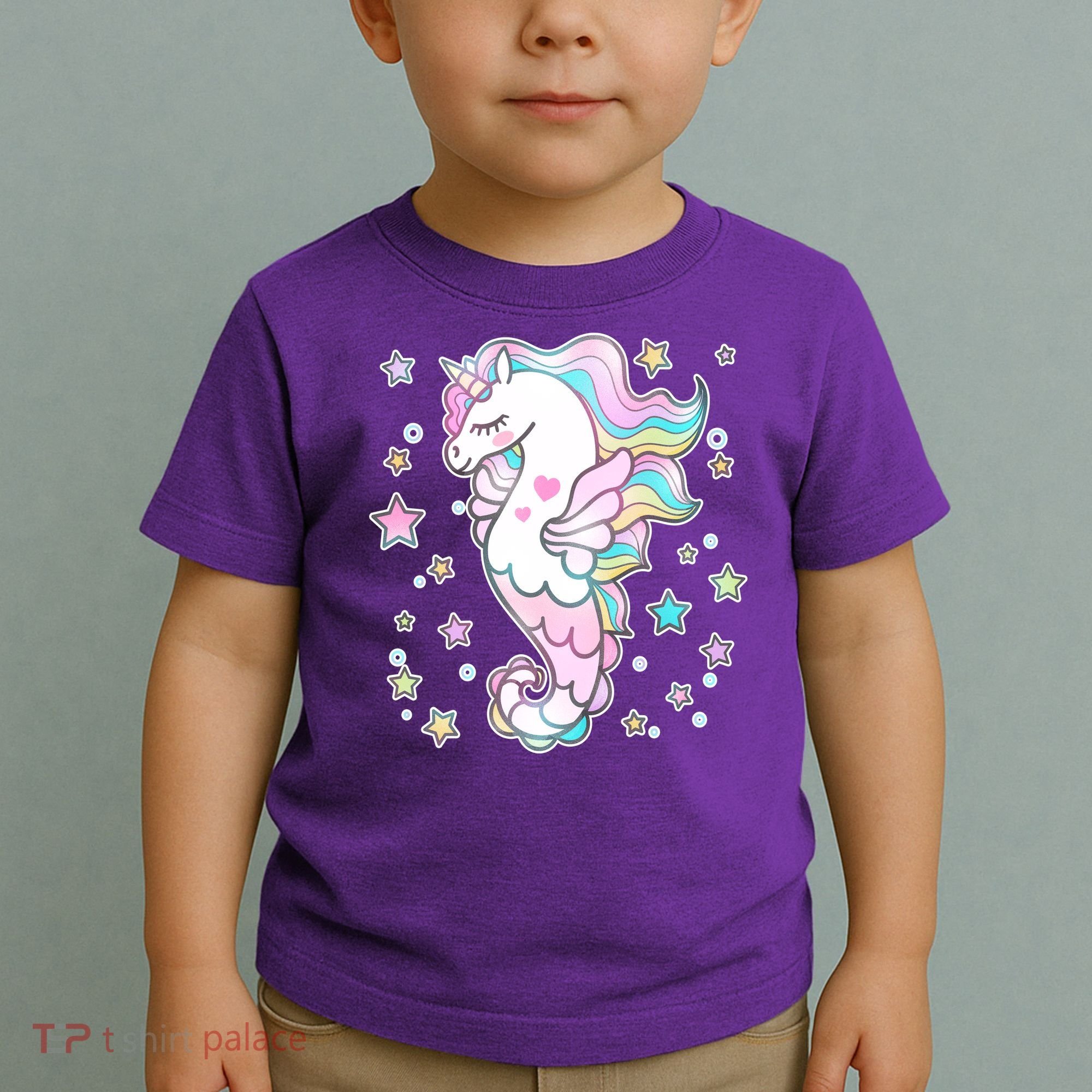 Cute Unicorn Seahorse Uni-Maid Toddler T-Shirt