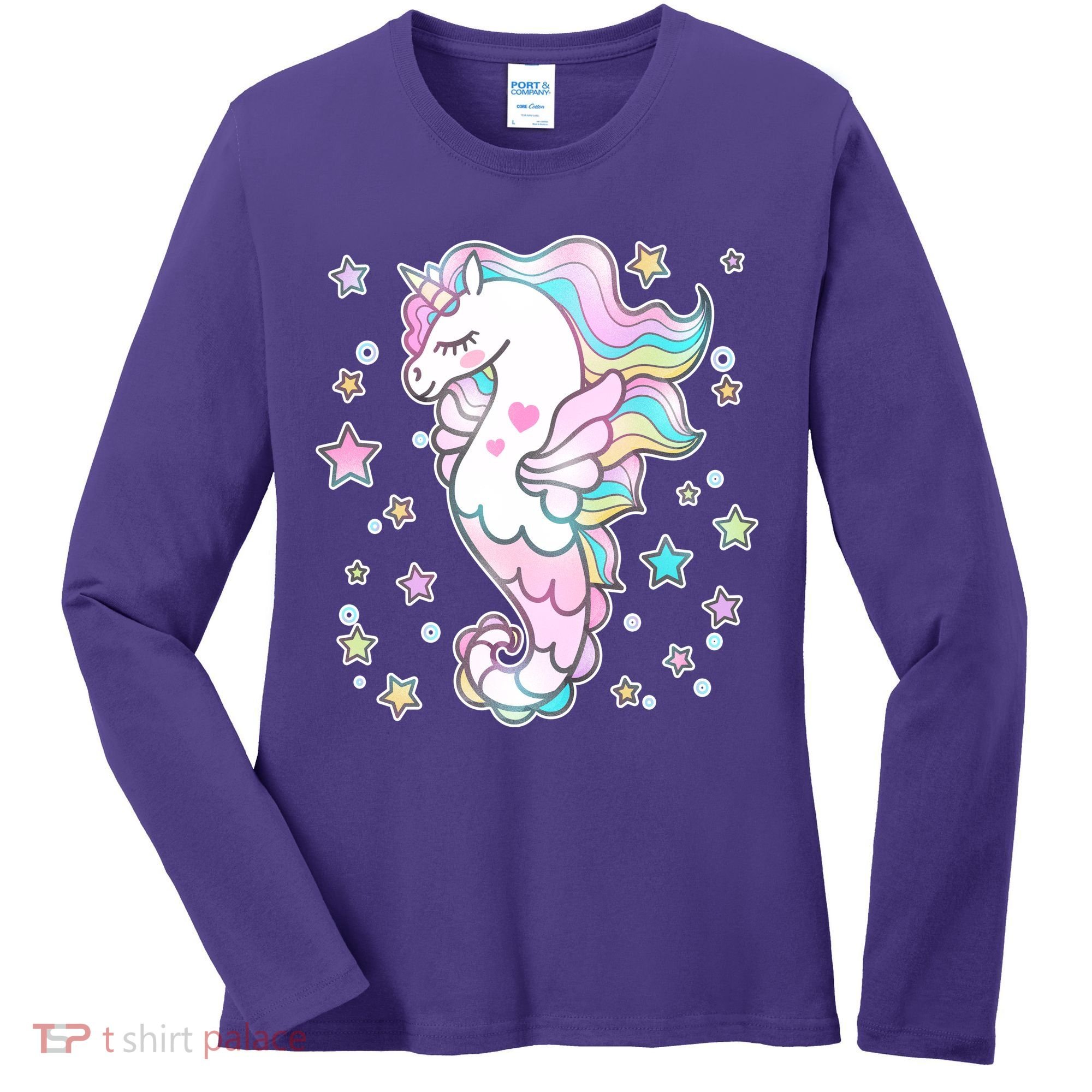 Cute Unicorn Seahorse Uni-Maid Women's Long Sleeve Shirt