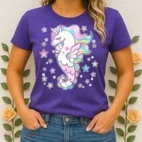 Cute Unicorn Seahorse Uni-Maid Women's T-Shirt thumb 2