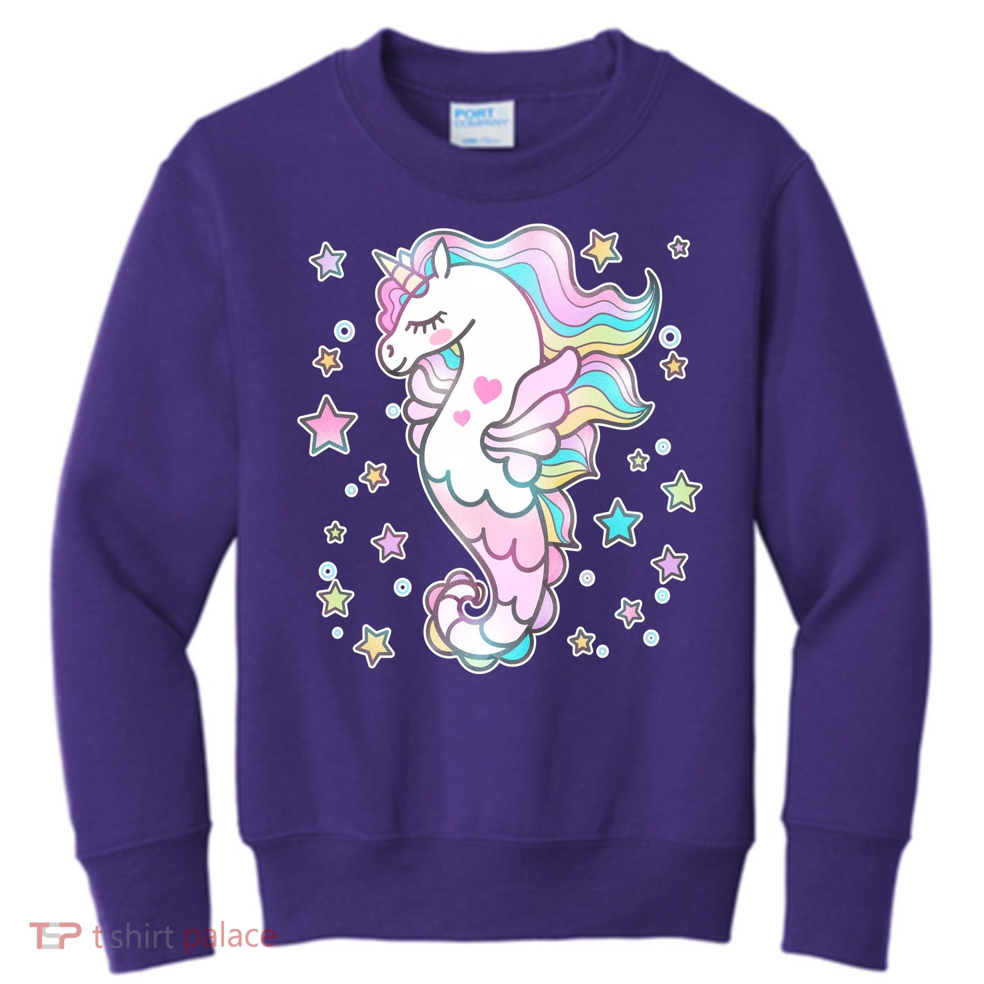 Cute Unicorn Seahorse Uni-Maid Kids Sweatshirt