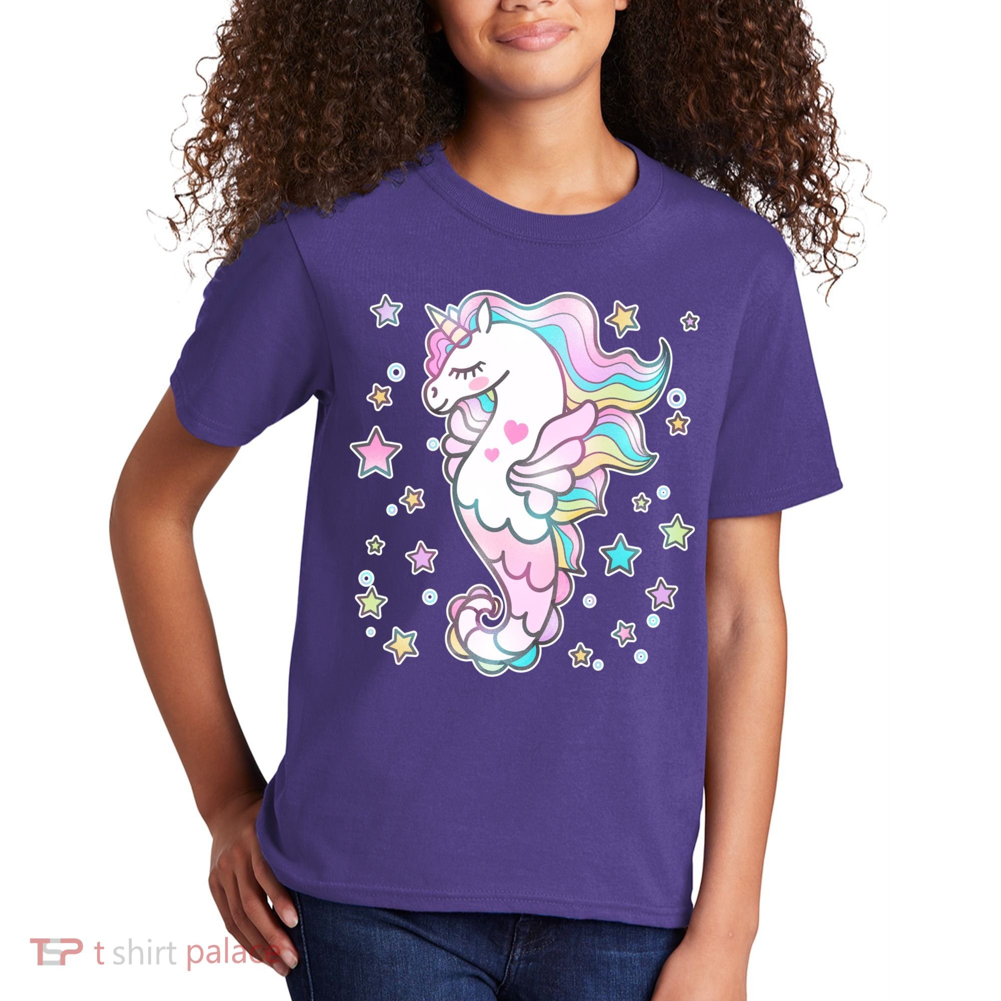 Cute Unicorn Seahorse Uni-Maid Kids T-Shirt