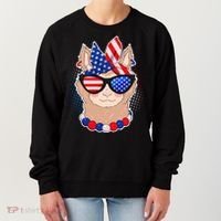 Cute USA Patriotic Llama Women's Sweatshirt thumb 0
