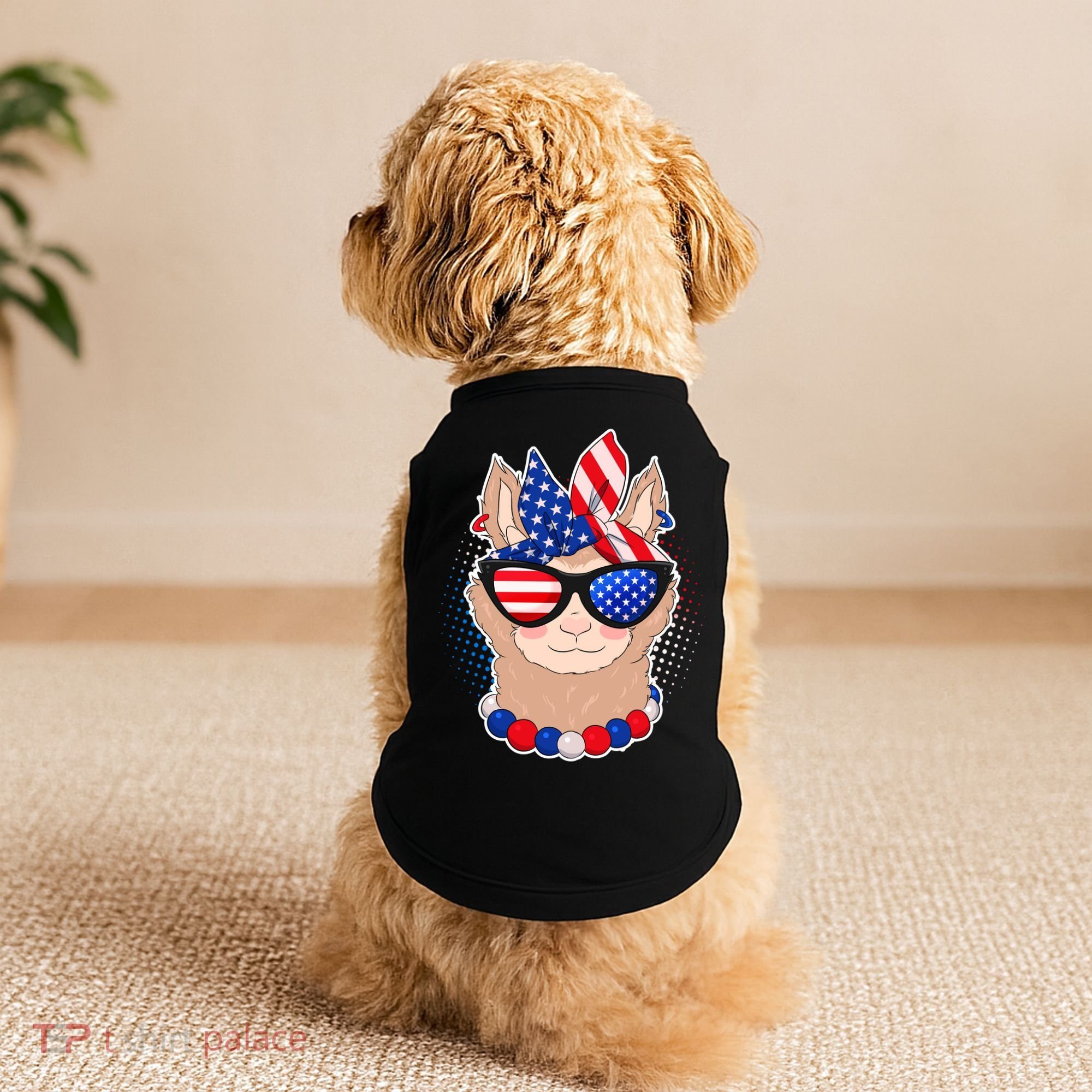 Cute USA Patriotic Llama Doggie Tank