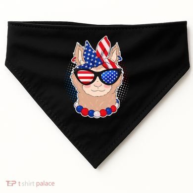 Cute USA Patriotic Llama USA-Made Doggie Bandana