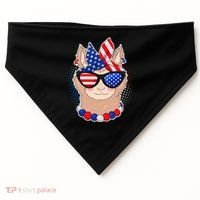 Cute USA Patriotic Llama USA-Made Doggie Bandana thumb 0
