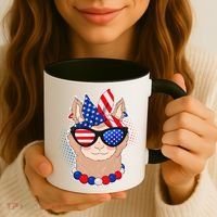 Cute USA Patriotic Llama Coffee Mug thumb 3