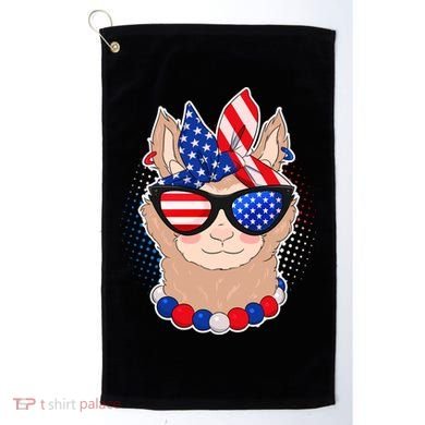Cute USA Patriotic Llama Golf Towel