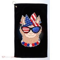 Cute USA Patriotic Llama Golf Towel thumb 0