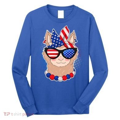 Cute USA Patriotic Llama Long Sleeve Shirt