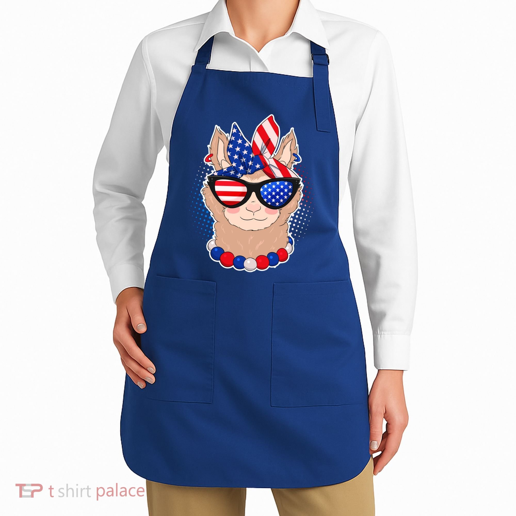 Cute USA Patriotic Llama Apron