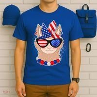 Cute USA Patriotic Llama T-Shirt thumb 6