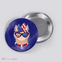 Cute USA Patriotic Llama Button thumb 0