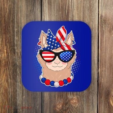 Cute USA Patriotic Llama Coaster