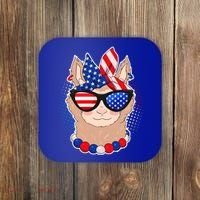 Cute USA Patriotic Llama Coaster thumb 0