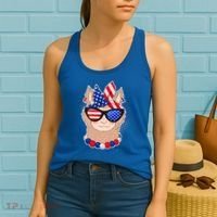 Cute USA Patriotic Llama Women's Tank Top thumb 2