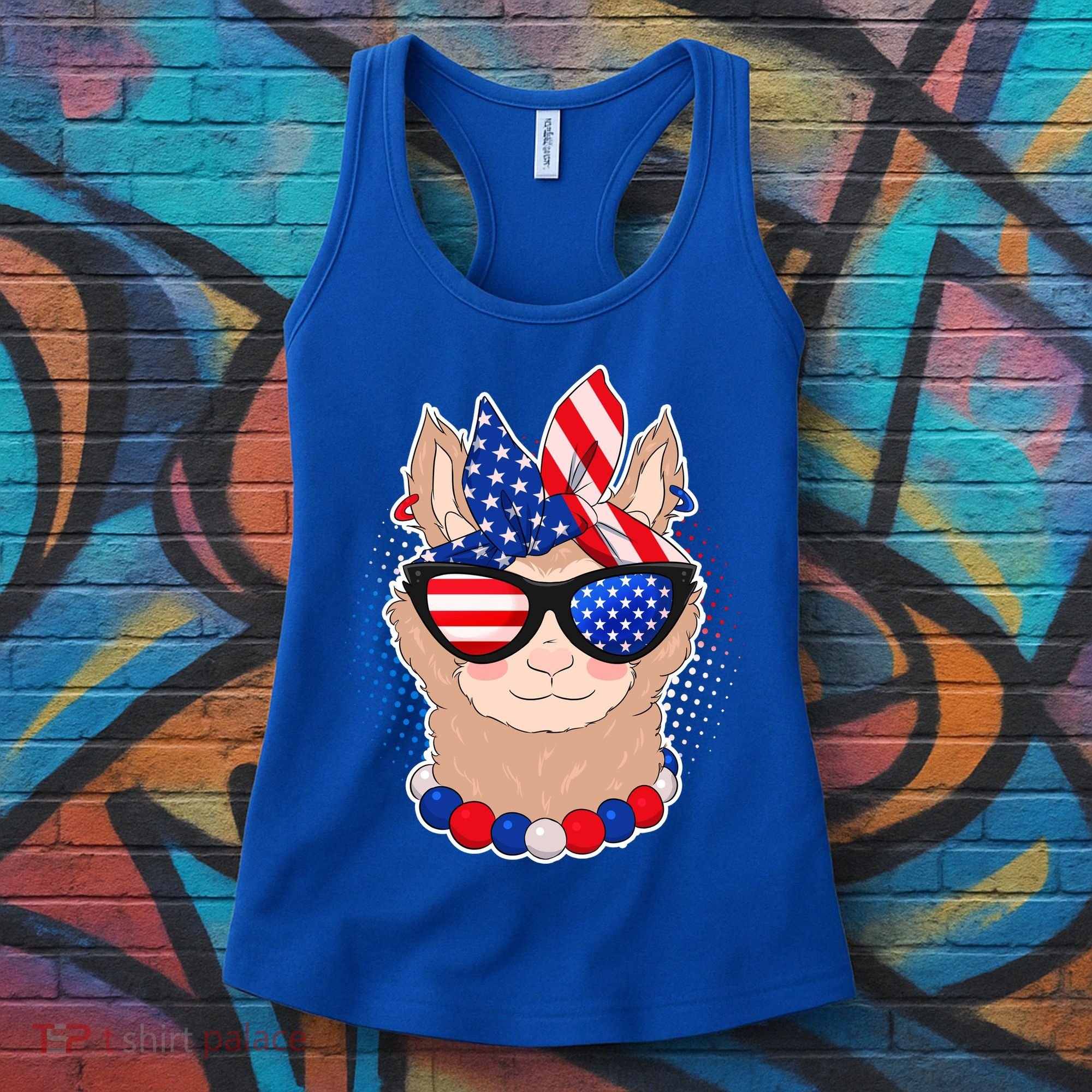 Cute USA Patriotic Llama Women's Tank Top