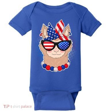 Cute USA Patriotic Llama Baby Bodysuit