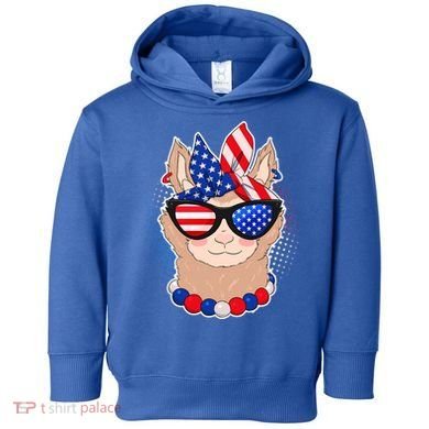 Cute USA Patriotic Llama Toddler Hoodie