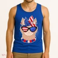 Cute USA Patriotic Llama Tank Top thumb 3