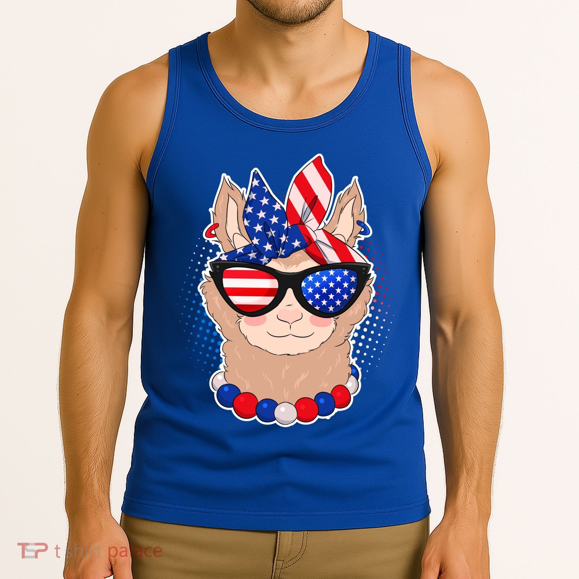 Cute USA Patriotic Llama Tank Top