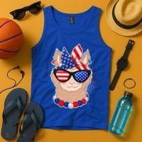 Cute USA Patriotic Llama Tank Top thumb 4