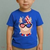Cute USA Patriotic Llama Toddler T-Shirt thumb 2