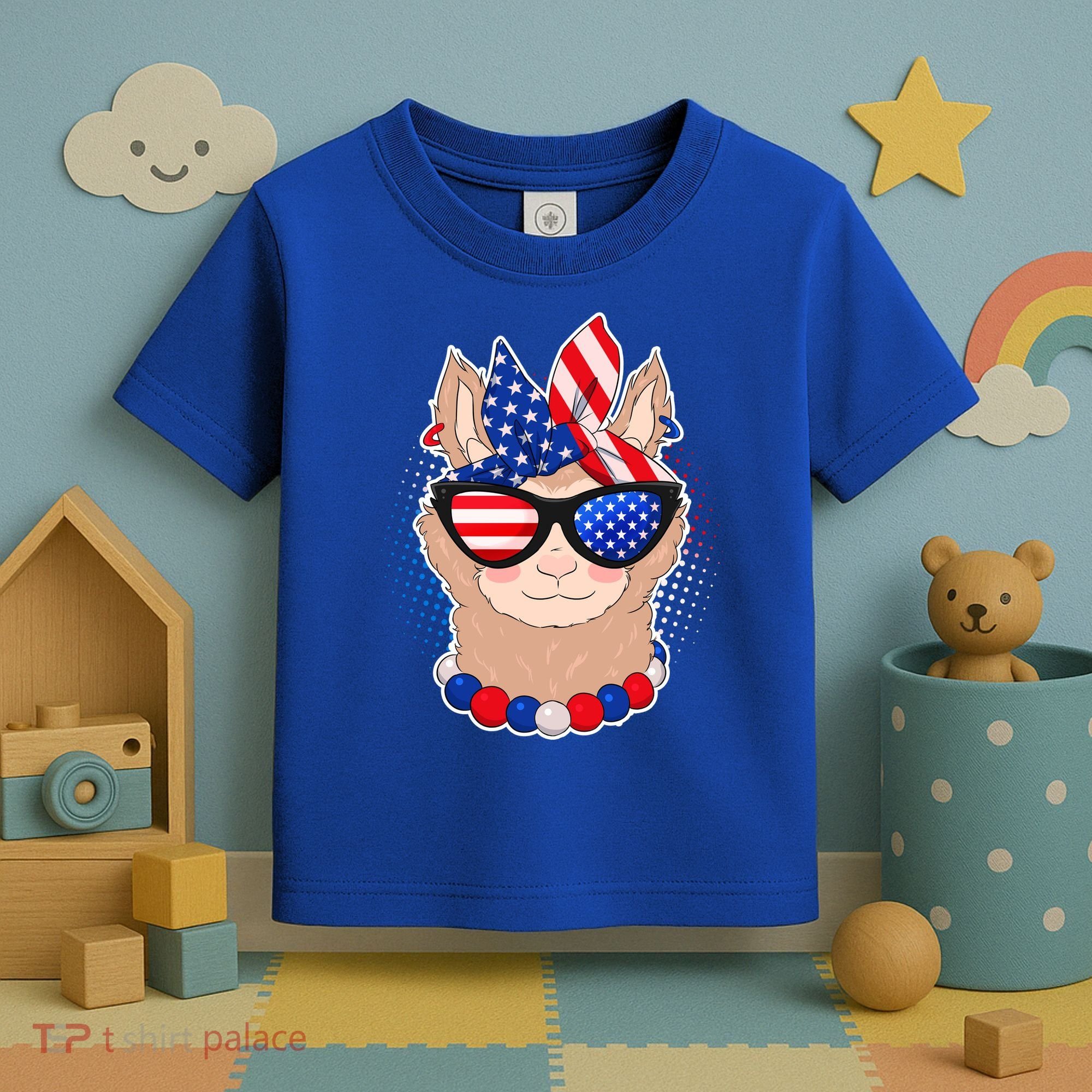 Cute USA Patriotic Llama Toddler T-Shirt