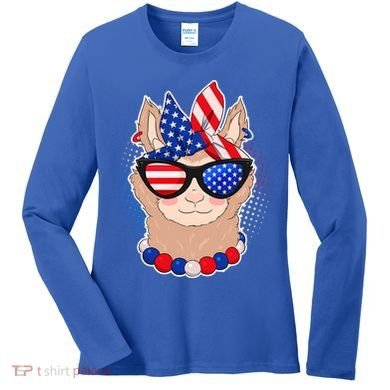 Cute USA Patriotic Llama Women's Long Sleeve Shirt