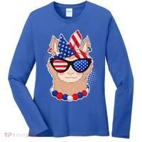 Cute USA Patriotic Llama Women's Long Sleeve Shirt thumb 0