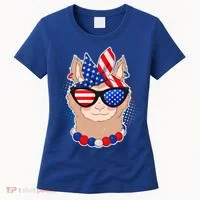 Cute USA Patriotic Llama Women's T-Shirt thumb 0