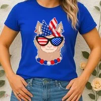 Cute USA Patriotic Llama Women's T-Shirt thumb 2