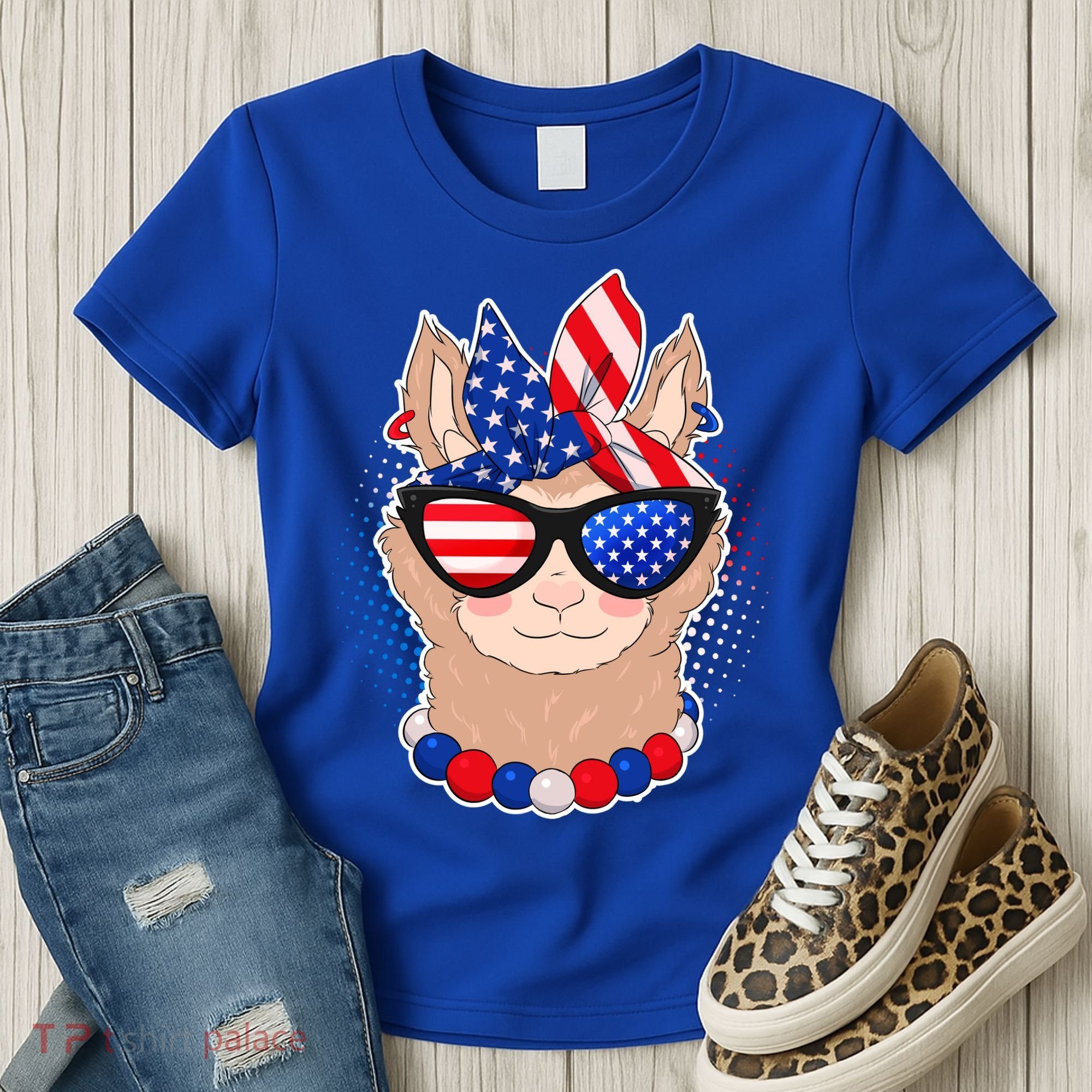 Cute USA Patriotic Llama Women's T-Shirt