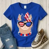 Cute USA Patriotic Llama Women's T-Shirt thumb 3