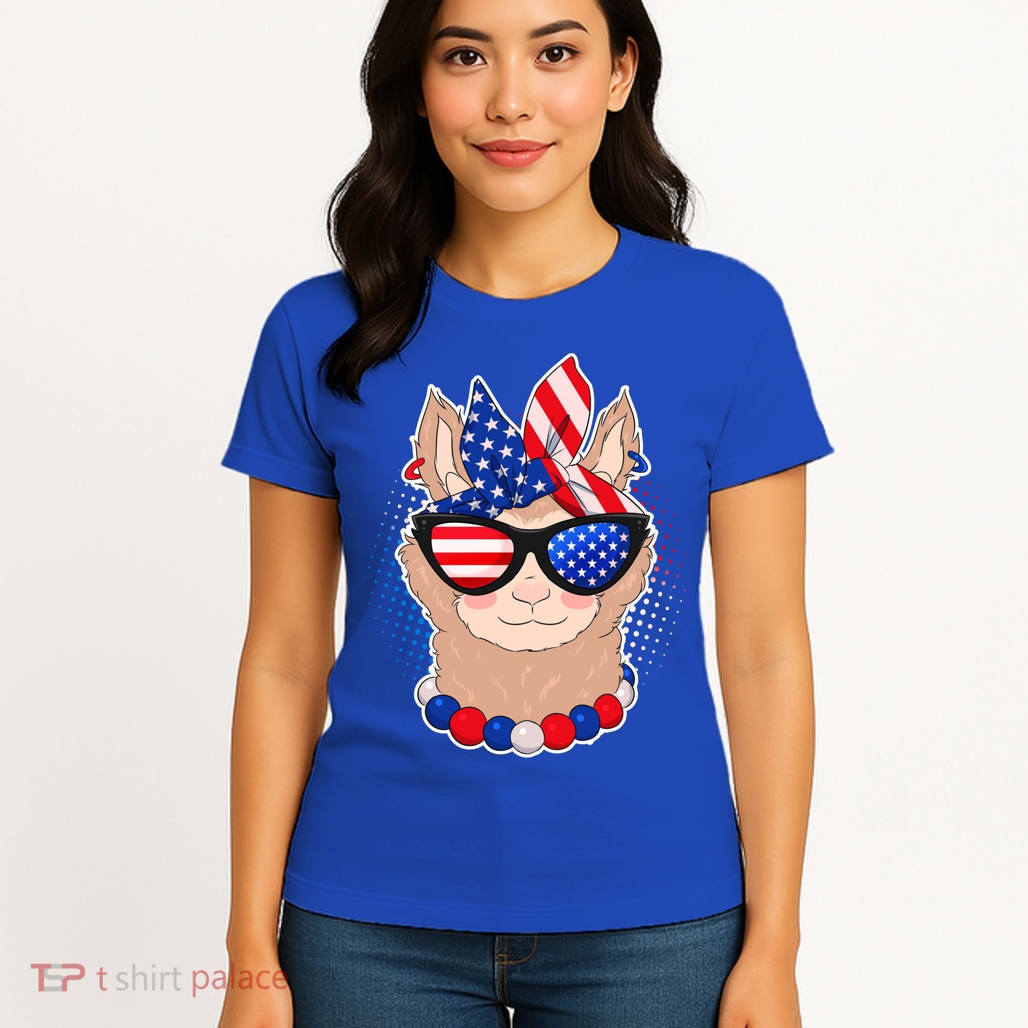 Cute USA Patriotic Llama Women's T-Shirt