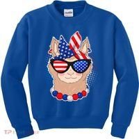 Cute USA Patriotic Llama Kids Sweatshirt thumb 0