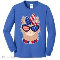 Cute USA Patriotic Llama Kids Long Sleeve Shirt thumb 0