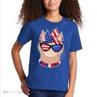 Cute USA Patriotic Llama Kids T-Shirt thumb 2