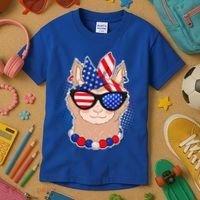 Cute USA Patriotic Llama Kids T-Shirt thumb 3