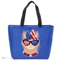 Cute USA Patriotic Llama Tote Bag thumb 0