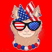 Cute USA Patriotic Llama Santa Hat thumb 1