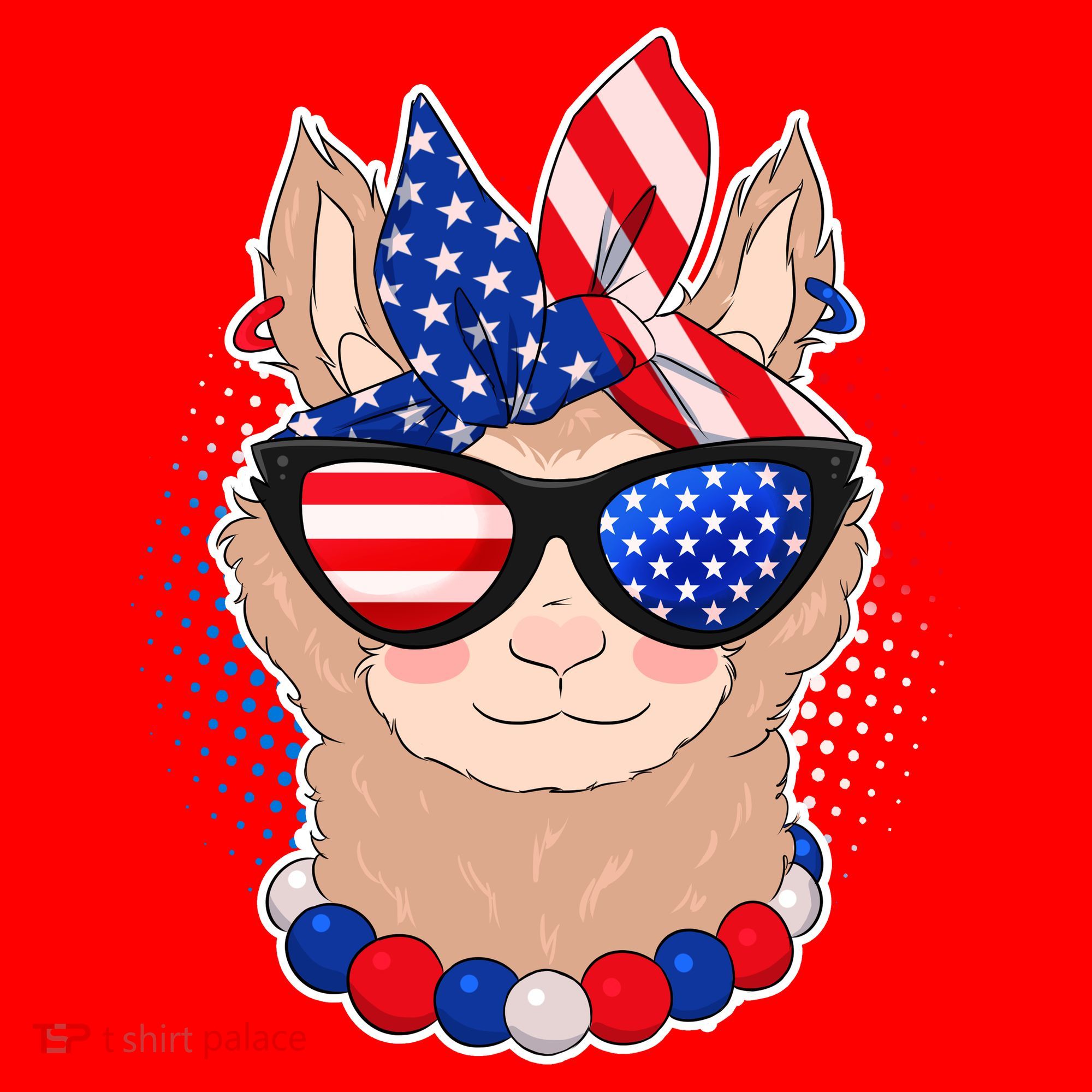 Cute USA Patriotic Llama Santa Hat
