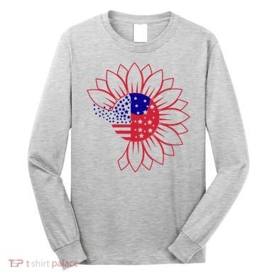 Cute USA Sunflower Flag Long Sleeve Shirt