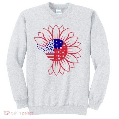 Cute USA Sunflower Flag Sweatshirt