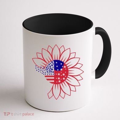 Cute USA Sunflower Flag Coffee Mug back