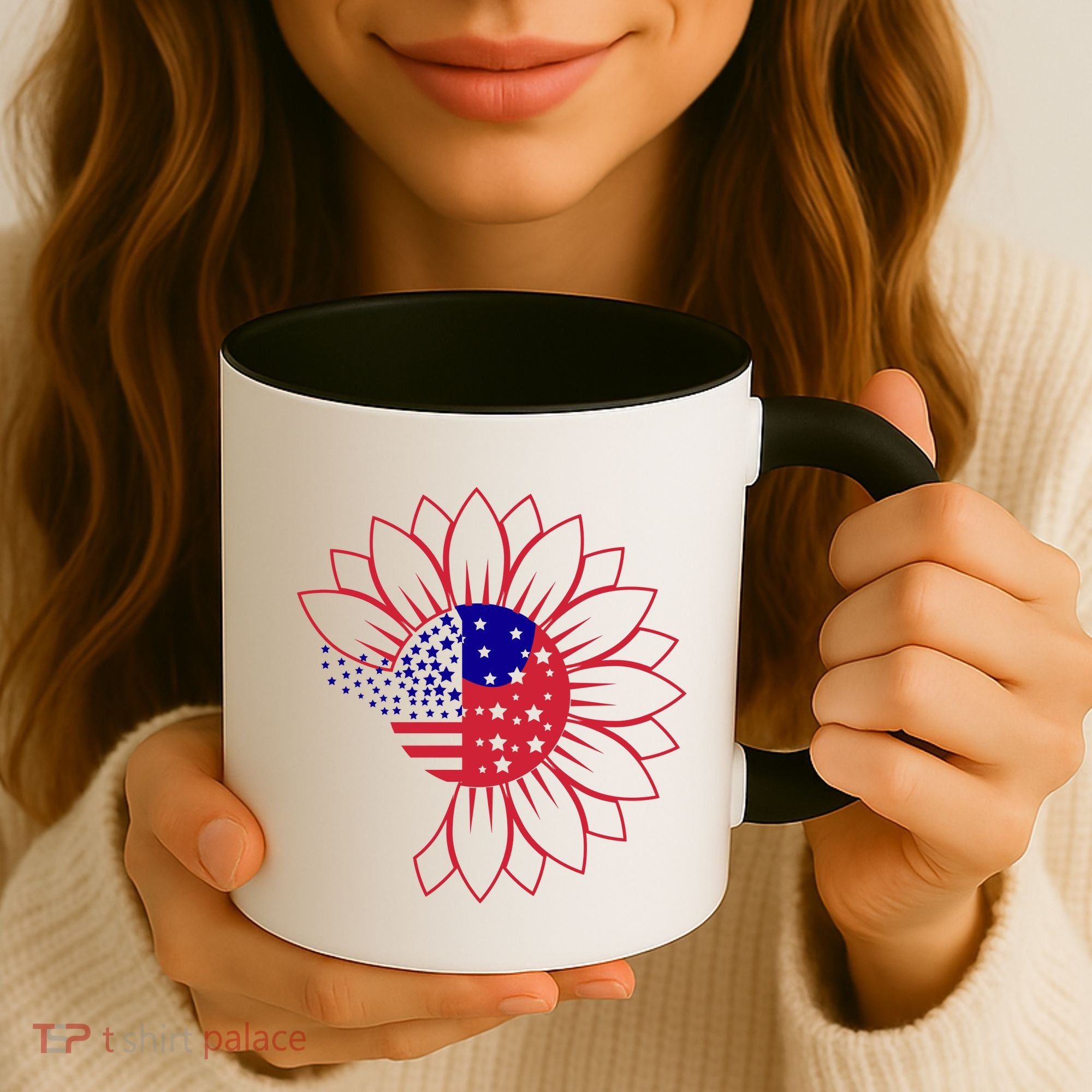 Cute USA Sunflower Flag Coffee Mug