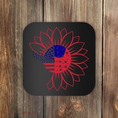 Cute USA Sunflower Flag Coaster