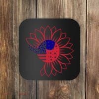 Cute USA Sunflower Flag Coaster thumb 0