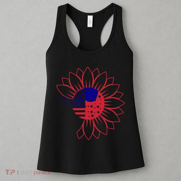Cute USA Sunflower Flag Women's Tank Top