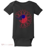 Cute USA Sunflower Flag Baby Bodysuit thumb 0
